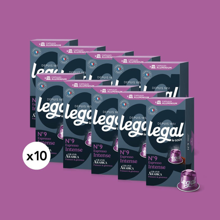 Pack capsules compatibles Nespresso Espresso 10x10 - Cafés Legal