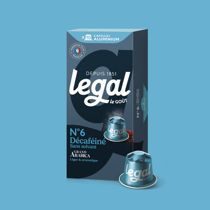 Capsules compatibles Nespresso Décaféiné x10 - Cafés Legal