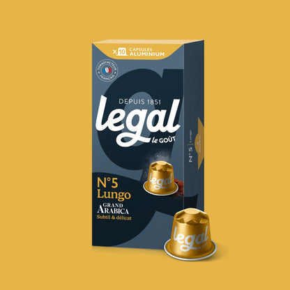 Capsules compatibles Nespresso Lungo x10 - Cafés Legal - Ma boutique