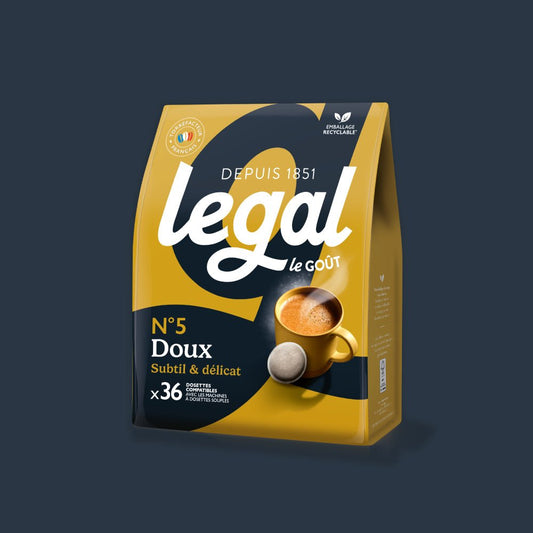 Dosettes compatibles Senseo Doux x36 - Cafés Legal - Ma boutique