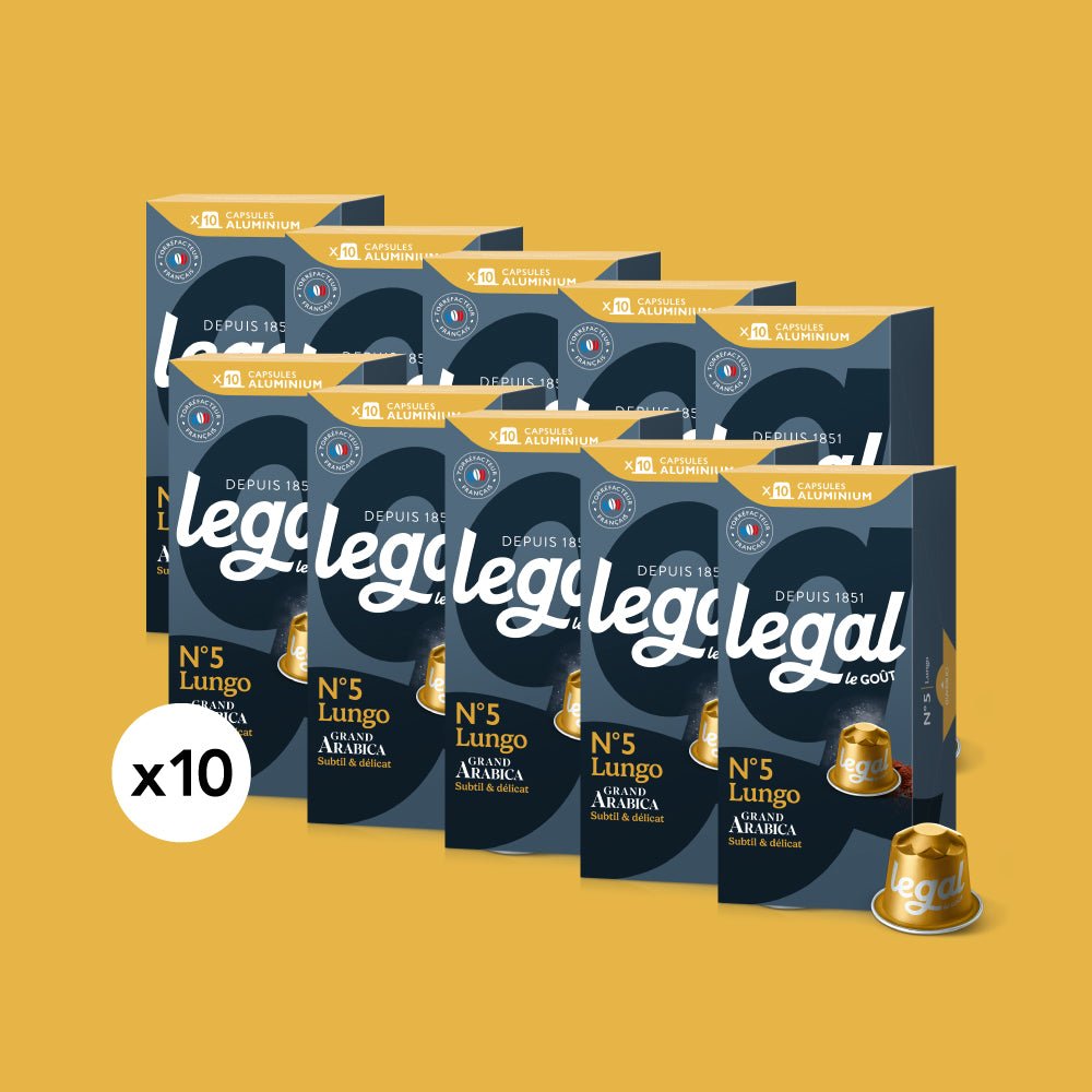 Pack capsules compatibles Nespresso Lungo 10x10 - Cafés Legal