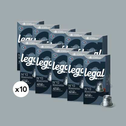 Pack capsules compatibles Nespresso Ristretto 10x10 - Cafés Legal