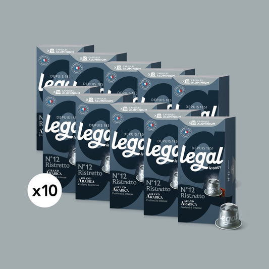 Pack capsules compatibles Nespresso Ristretto 10x10 - Cafés Legal - Ma boutique