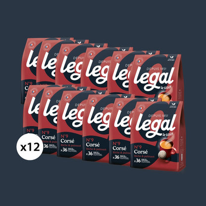 Pack dosettes compatibles Senseo Corsé 12x36 - Cafés Legal