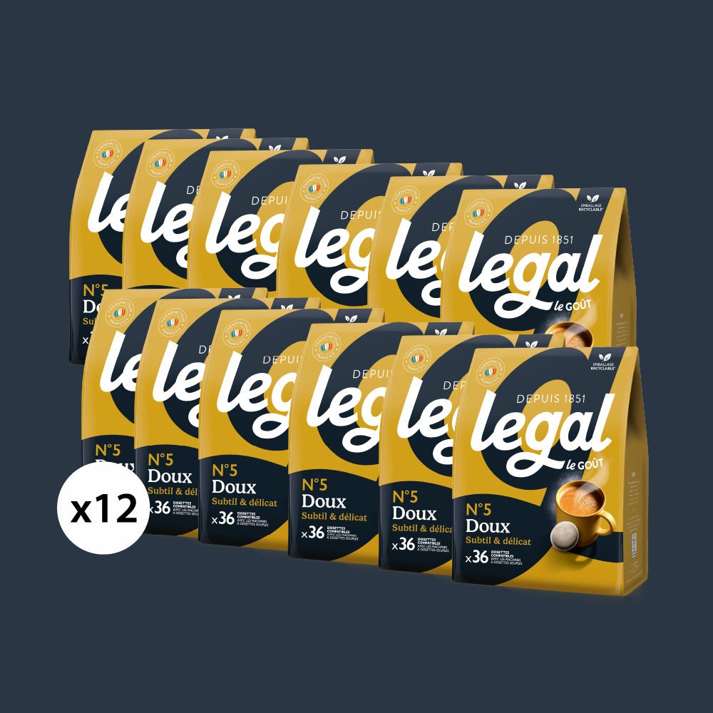 Pack dosettes compatibles Senseo Doux 12x36 - Cafés Legal