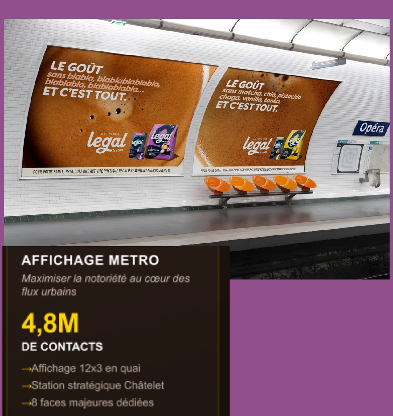 Maquette d’affichage de la campagne Legal dans le métro