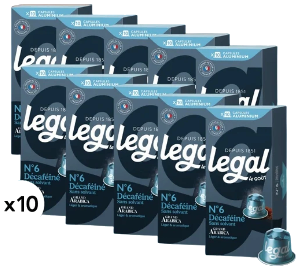 Pack capsules compatibles Nespresso®  Décaféiné 10x10